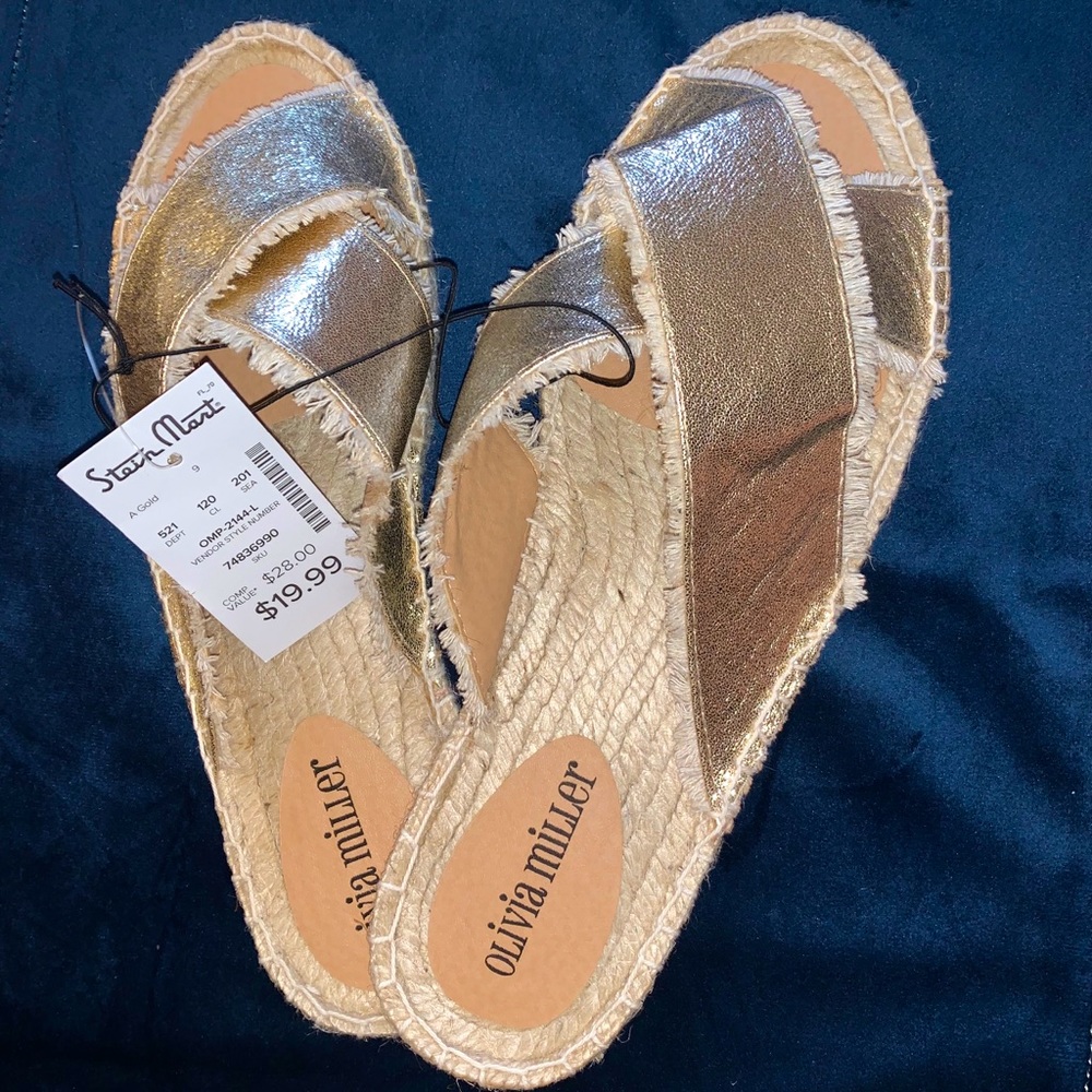 Gold Straw Sandals